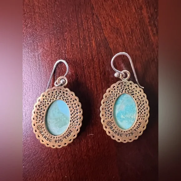 Studio Barse Earrings Bronze and Green Turquoise with Silver Detail - Picture 5 of 10